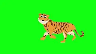 tiger Walk R Talking cartoon Green Screen Video Footage Free 