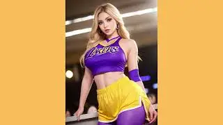 NBA Lakers Inspired AI Art Cheerleader Girl 4k