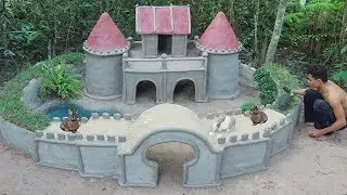 Rescued Wild Rabbit From Trap Then Build Mud Castle House And Build Great Wall