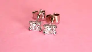 Second Hand 18ct Gold Emerald Cut Diamond Stud Earrings (SH6956)