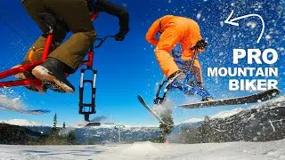 Pro mountain biker ATTEMPTS SKI BIKING for the first time...