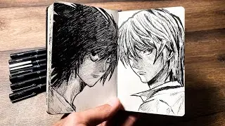 [ASMR] Drawing LIGHT YAGAMI 😈🥵 (Real Time) - Death Note