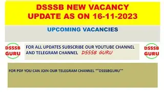new vacancy update dsssb #DsssbGuru