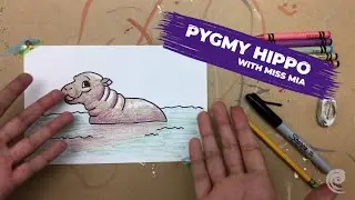Pygmy Hippo Crayon Drawing