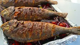 Tasty Oven Grilled Whole Sea Bream with Tomatoes and Onion