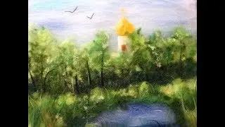 Шерстяная живопись. Летний пейзаж