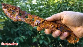 restoration rusty Rambo knife and make the handle of this knife out of resin and wood