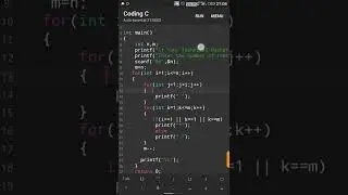 #56 Hollow Inverted Mirrored Right triangle Star pattern in c for beginners 