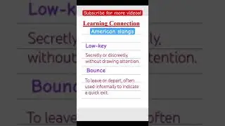 Learn English vocabulary American slangs 