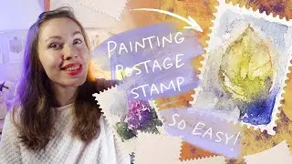 How to Create Loose Watercolor Postage Stamp - Easy Leaf Tutorial for Beginners - Art Blog