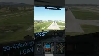 PMDG 737 gusty landing at Athens 