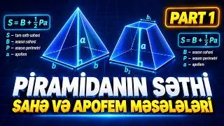 1🔼Piramidanın səthinin sahəsi. Kəsik piramida. Toplu 2019 2- ci hissə