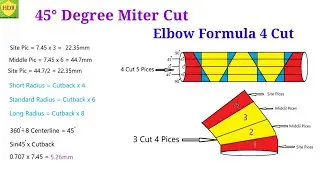 45 Degree Miter Cut Elbow Formula 4 Cut || 45 Degree Miter Bend Formula || Pipe Elbow Miter Cutting.