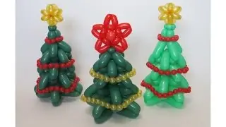 Christmas tree of four balloons - twisting tutorial (Subtitles)