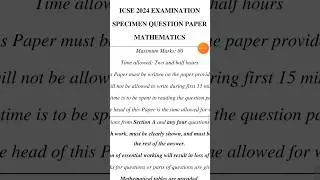 ICSE 10 Maths Specimen Paper 2024 Answer Key ( MCQ's )