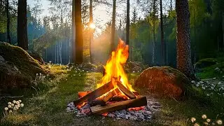 Serene Spring Campfire Deep in the Forest 🌿🔥 Soothing Flames for Ultimate Relaxation 🌲✨