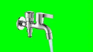 running water from outlet green screen