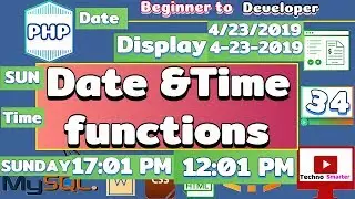 Date and Time functions | Display in proper format | PHP Tutorials for beginners - 34 | HINDI