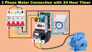 24-Hour Mechanical timer connection with Contactor for motor 