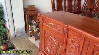Giới Thiệu Nước Sơn Hoàn Thiện Chiếc Kệ Tivi Hoa Hồng 2m40 Gỗ Hương Đá