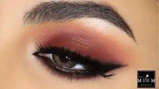 مكياج عنابي مع ايلاينر اسود مدموج😍 | DEEP RED EYESHADOW
