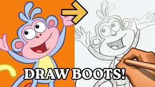 How to Draw Boots from the Dora The Explorer Franchise