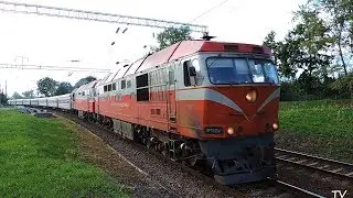 ТЭП70-0347 + ТЭП70БС-004 с поездом Калининград - Санкт-Петербург