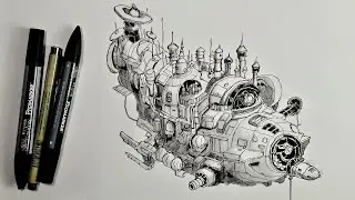 Drawing a spaceship with Pen and Markers