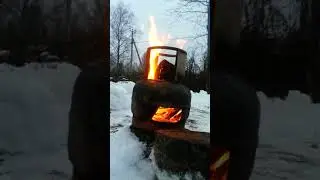 Походная дровяная печка из газового баллона 5 л