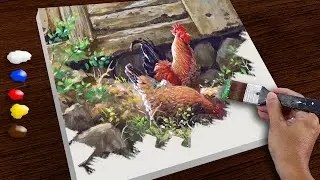 How to Paint Chickens in Acrylics / Speed Painting / JMLisondra