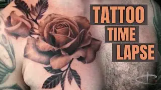 TATTOO TIME LAPSE - Gray Wash Rose ------- Corey Lewis Tattoos & Art