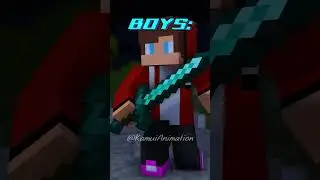 Girls vs Boys Playing MINECRAFT - MAIZEN Minecraft Animation 