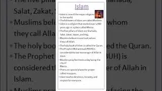 Essay on Islam | 10 Lines on Islam #islam #essay #Allah #Quran #ramdan #shorts #youtubeshorts #yt