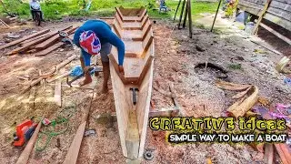 A simple way to make a wooden boat 7 meters long and 1 meter wide