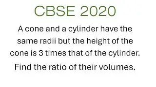A cone and a cylinder have the same radii but the height of the cone is 3 times that of the cylinder