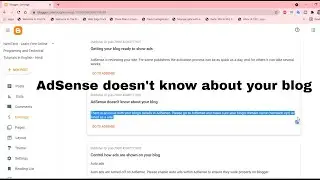 Adsense doesn't know about your blog | Give me only 5 mints - Problem 100% Fixed