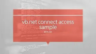 VB.net connect microsoft access database sample