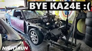 KA24E 240SX ENGINE REMOVAL😢 | NIGHTRUN