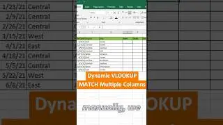 Excel Tutorial: Dynamic VLOOKUP with MATCH for Multiple Columns #shortvideo #shorts #shortstutorial