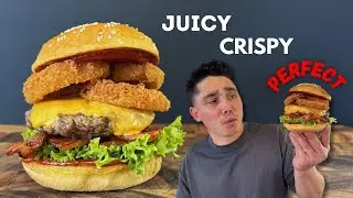How to Make the Best Burger with Crispy Onion Rings| Steakhouse style