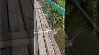 Катался на велике и обнаружил стремный навесной мост через реку) 