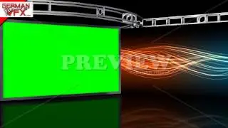 HD Virtual Studio Background with green screen Wall - royalty free