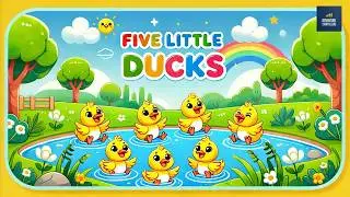5 Little Ducks Rhyme 🦆 | Fun Counting Song for Kids | ABC, Color Song, and Toddler Dance Party