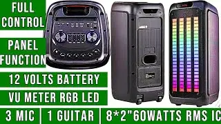 8x2 Bluetooth Speaker KTS-1755: VU meter RGB Trolley
