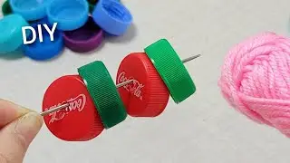 Amazing !! So cute gift idea made of bottle caps and yarn - Genius recycling craft idea