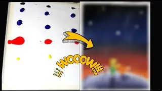 Crea una obra de arte con manchas de pintura. Pintura del Principito Fácil y Rápido.