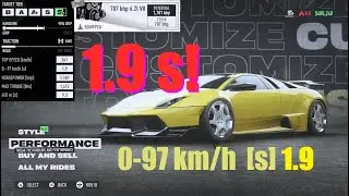 Lamborghini Murciélago Maximum Acceleration 0-100km 1.9s