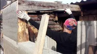 Стены из опилкобетона залили, начинаем делать крышу под засыпку угля мини погрузчиком