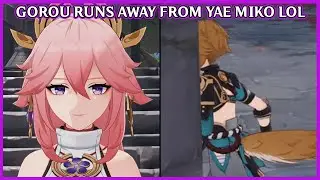 Gorou runs away when he sees Yae Miko - Genshin Impact 2.6