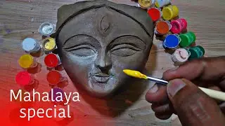 Maa Durga face Coloring with watercolor/ mahalaya special/#maadurga durga puja drawing